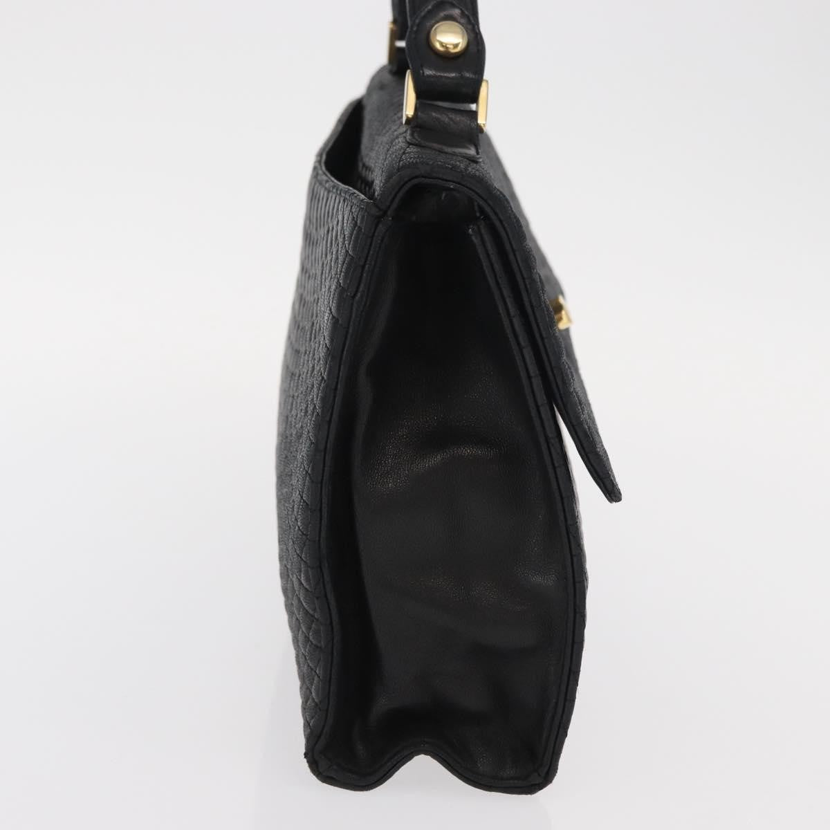 Bally Vintage Quilted Leather Black Leather Handbag (Pre-Owned)