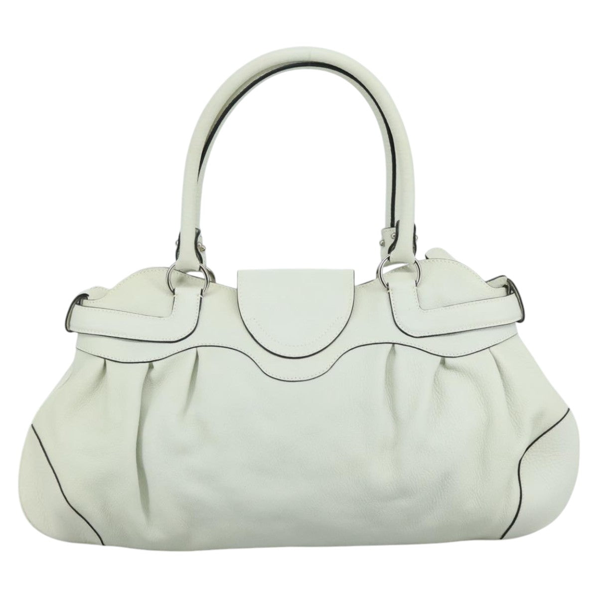 Salvatore Ferragamo Gancini White Leather Handbag (Pre-Owned)