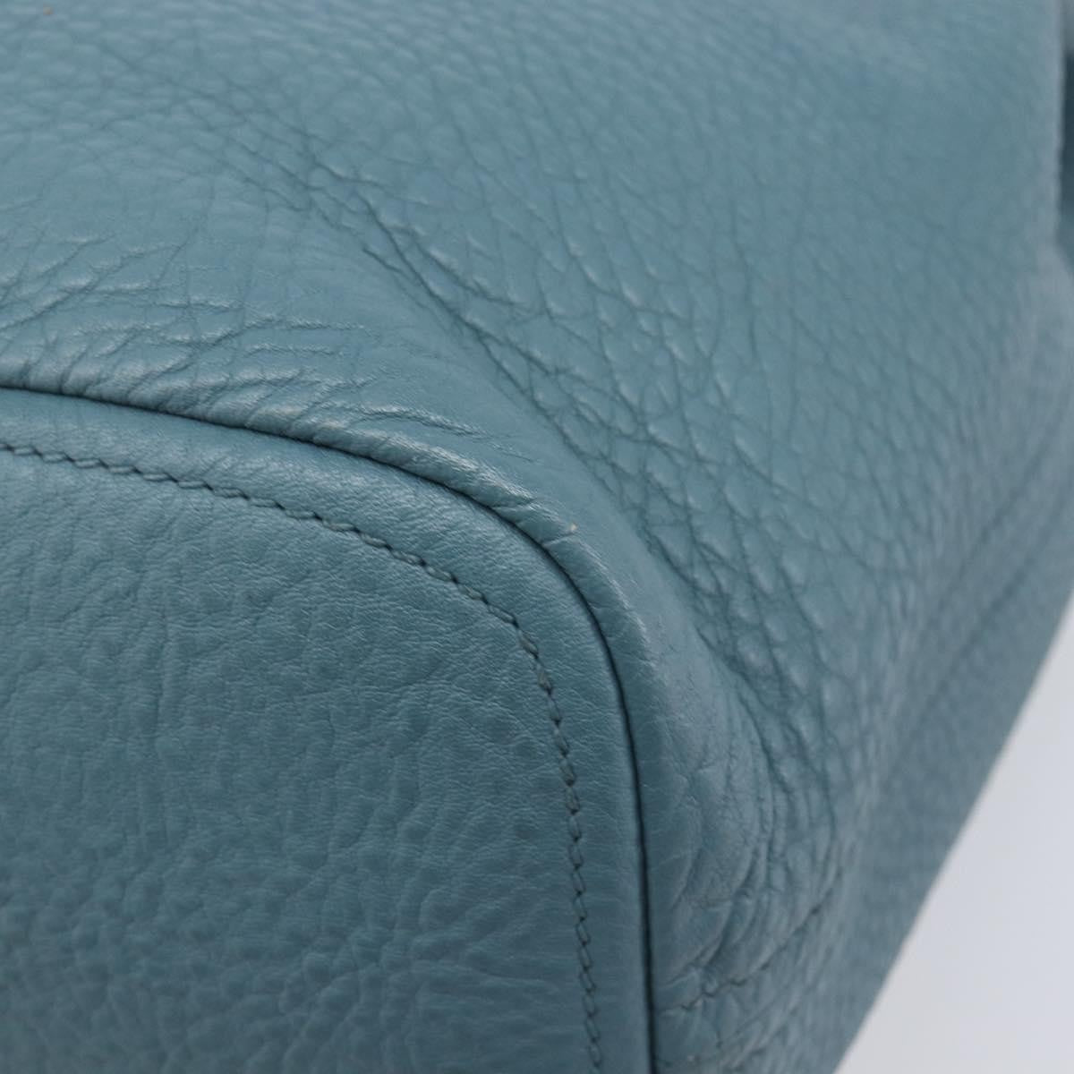 Prada Rolled Hobo Vitello Daino Blue Leather Shoulder Bag Bag (Pre-Owned)