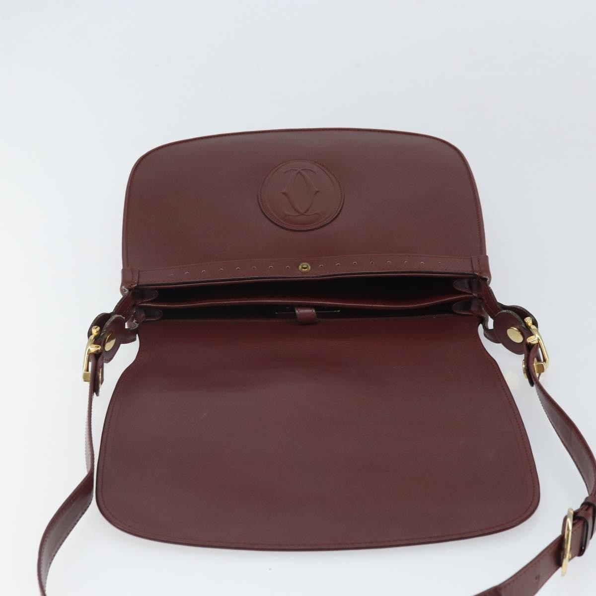 Cartier Must De Cartier Leather Burgundy Leather Shoulder Bag Bag (Pre-Owned)