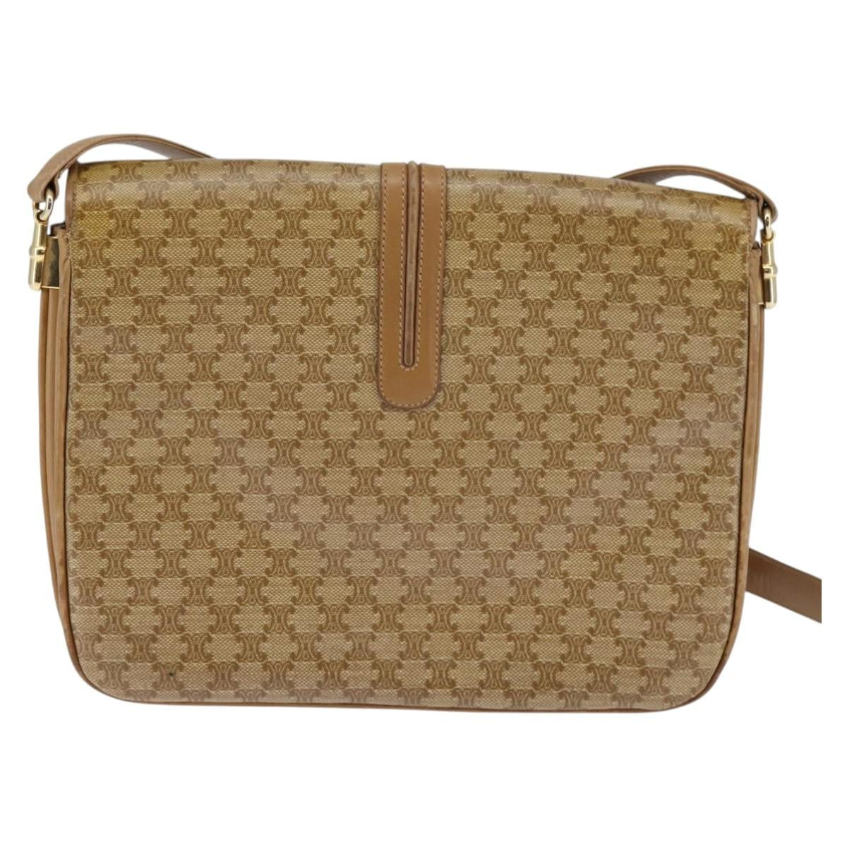 Celine Vintage Macadam Canvas And Leather Beige Canvas Shoulder Bag Bag (Pre-Owned)