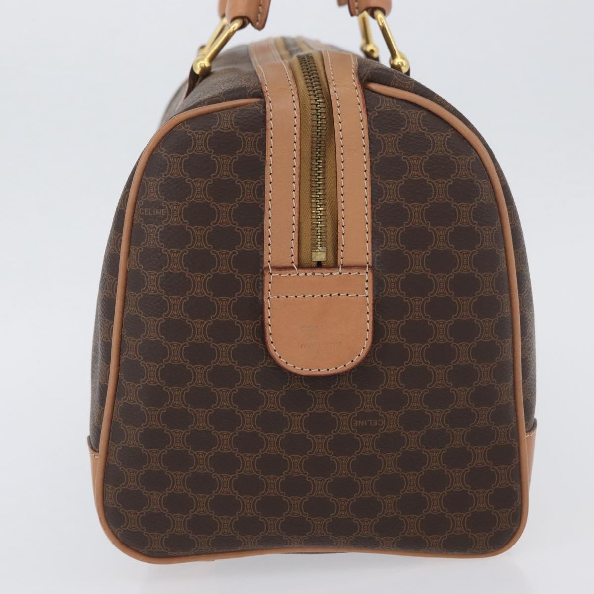 Celine Vintage Duffle Macadam Coated Canvas Brown Pvc Handbag (Pre-Owned)