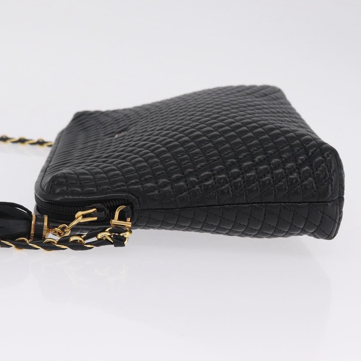 Bally Vintage Chain Quilted Leather Black Leather Shoulder Bag Bag (Pre-Owned)