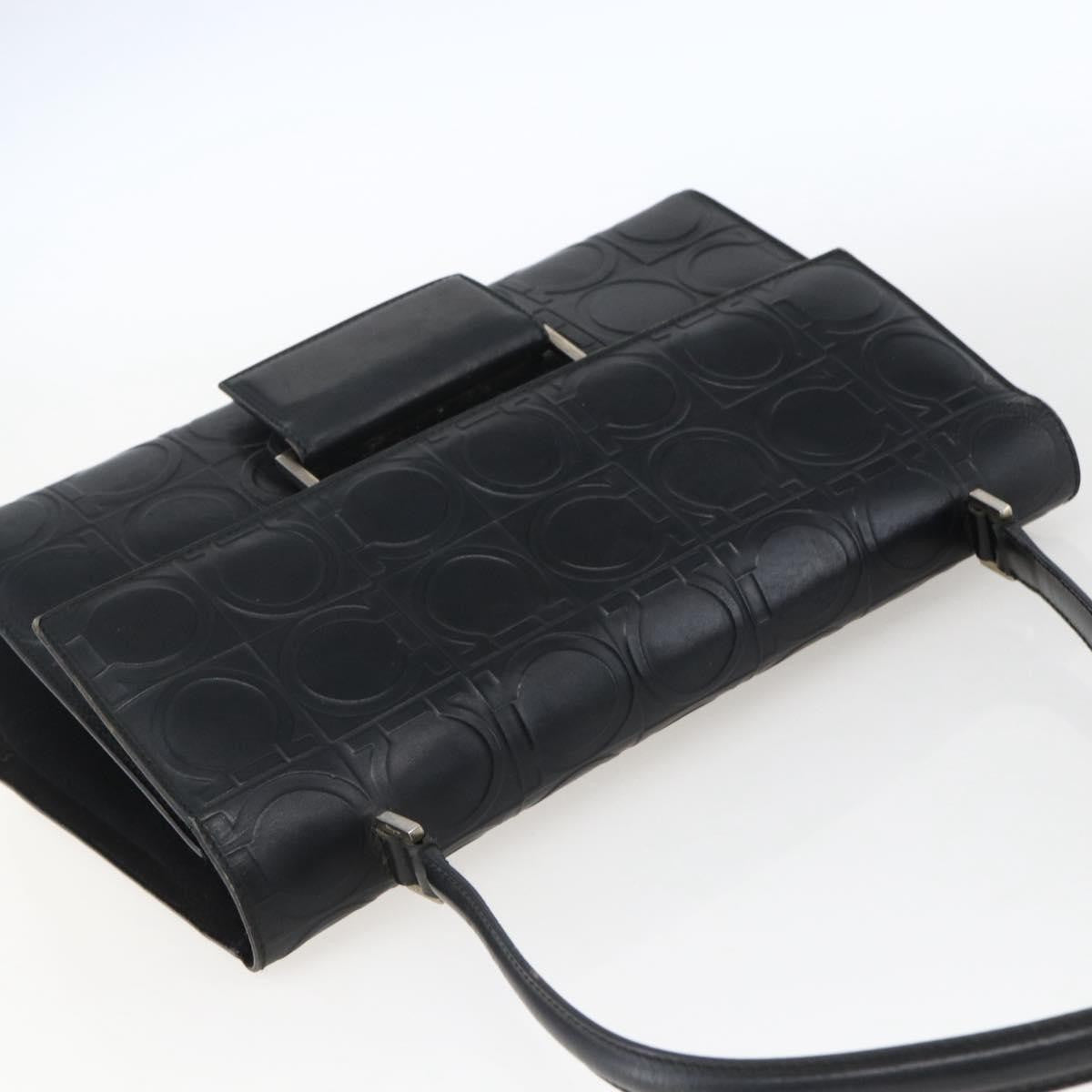 Salvatore Ferragamo Gancini Leather Black Leather Handbag (Pre-Owned)