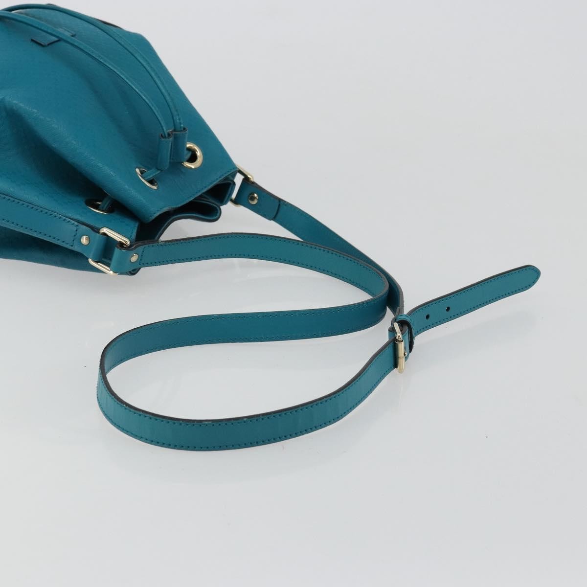 Gucci Bright Bucket Diamante Leather Blue Leather Shoulder Bag Bag (Pre-Owned)