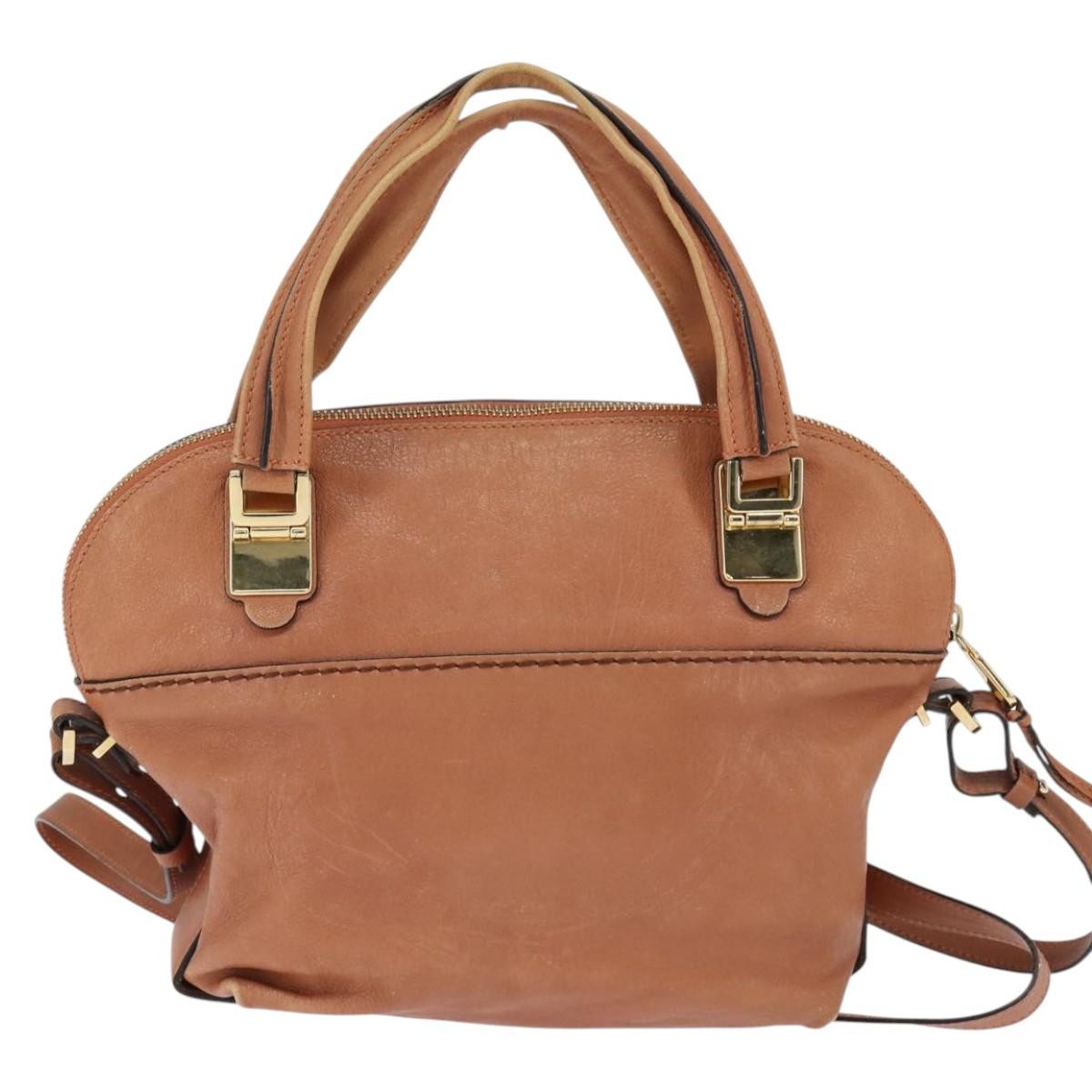 Chloe Angie Tote Leather Brown Leather Tote Bag Bag (Pre-Owned)