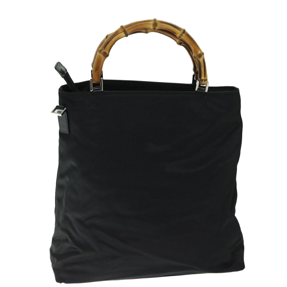 Gucci Vintage Bamboo Handle Nylon Black Nylon Tote Bag Bag (Pre-Owned)