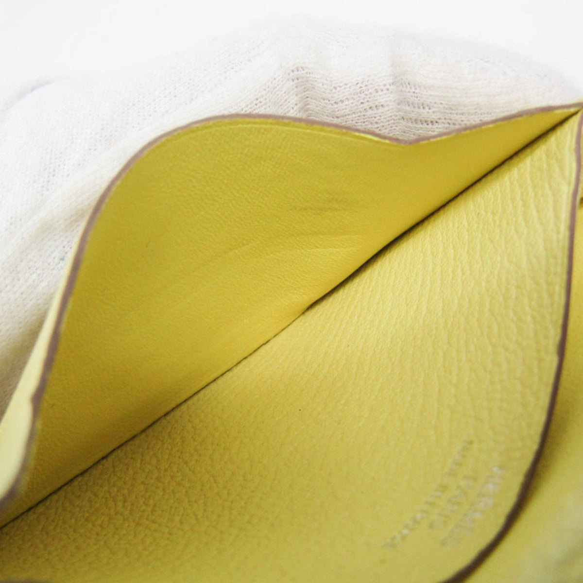 Hermes Bearn Chevre Mysore Yellow Leather Wallets Accessory (Pre-Owned)