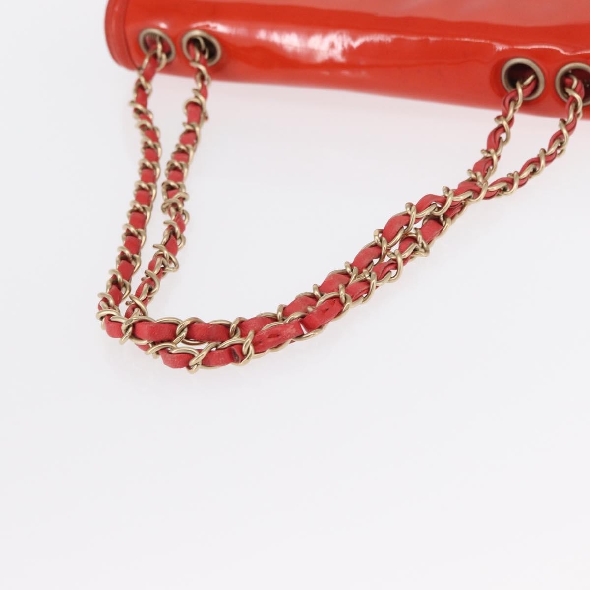Chanel Mademoiselle Lock Flap Quilted Lambskin Orange Patent_Leather Shoulder Bag Bag (Pre-Owned)