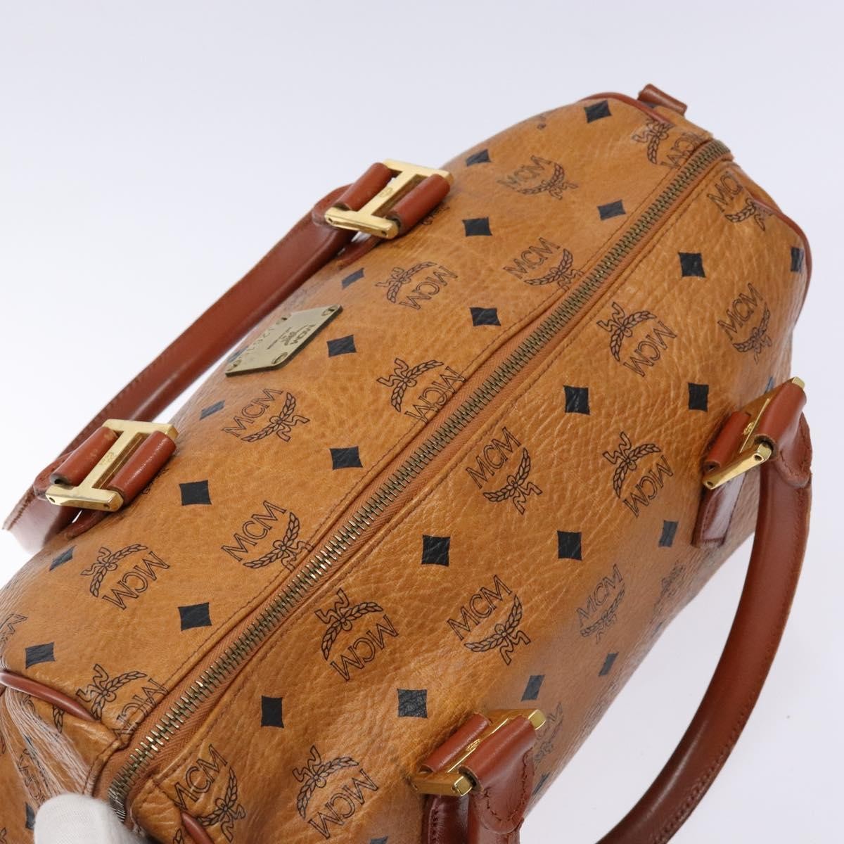 MCM Visetos Logogramme Leather Brown Leather Handbag (Pre-Owned)