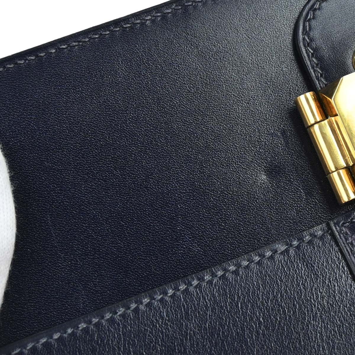 Hermes Jet Clutch Box Calf Navy Leather Clutche & Pouche Bag (Pre-Owned)