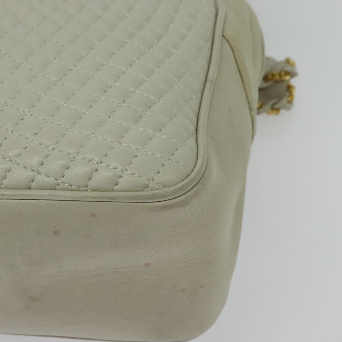 Bally Vintage Chain Quilted Leather Ecru Leather Shoulder Bag Bag (Pre-Owned)
