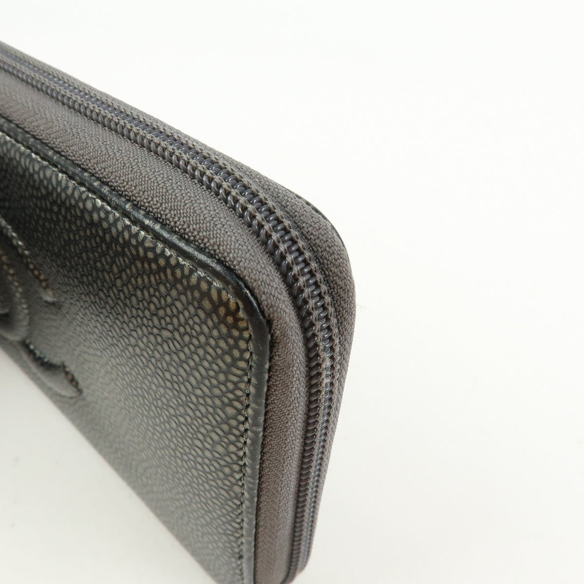 Chanel Vintage Timeless Zip Leather Metallic Crocodile_Skin Wallets Accessory (Pre-Owned)