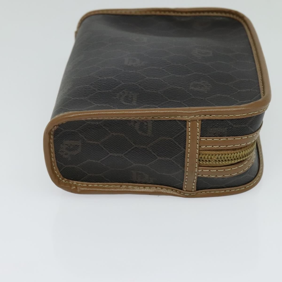 Christian Dior Vintage Honeycomb Zip Canvas And Leather Black Canvas Clutche & Pouche Bag (Pre-Owned)