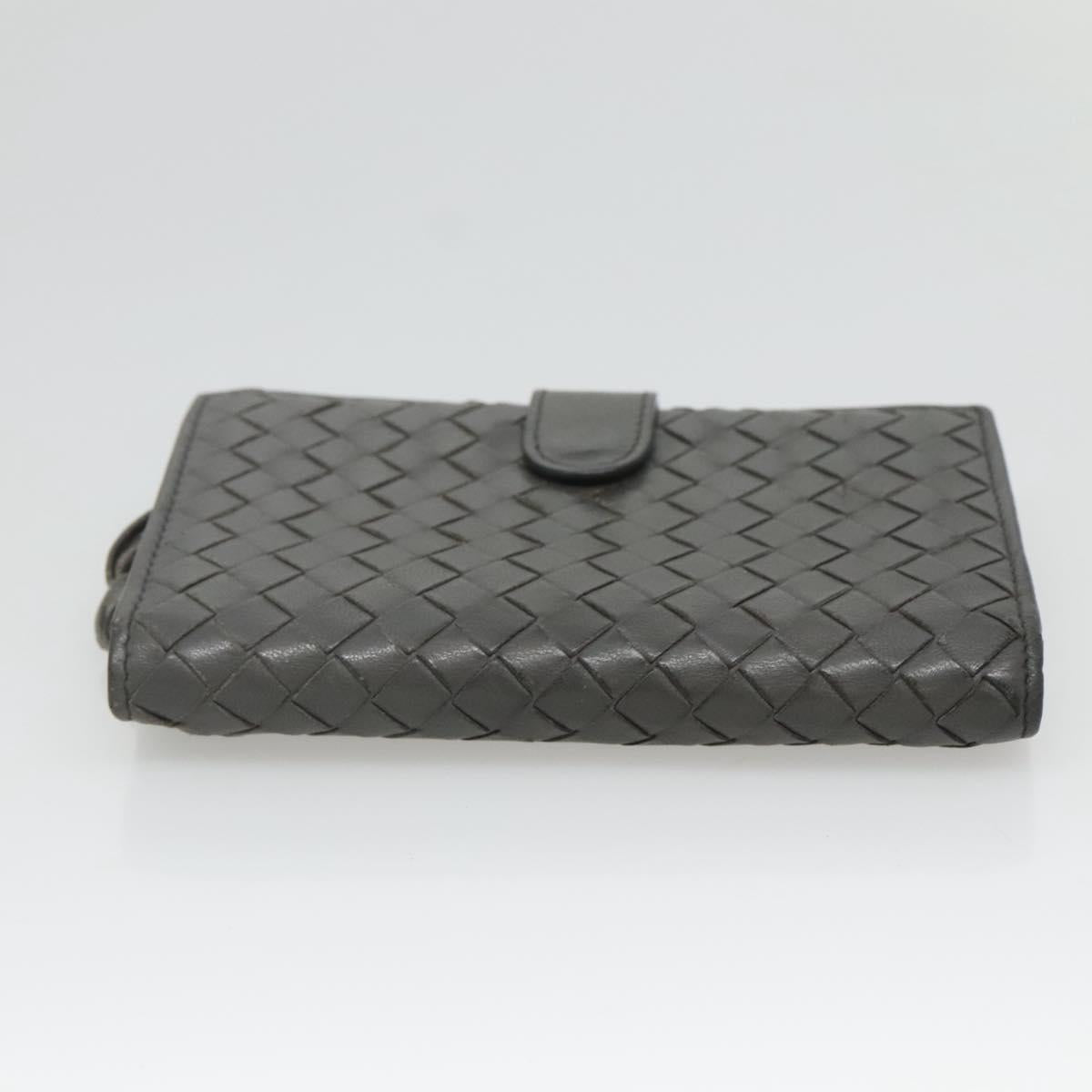 Bottega Veneta Intrecciato Grey Leather Wallet  (Pre-Owned)
