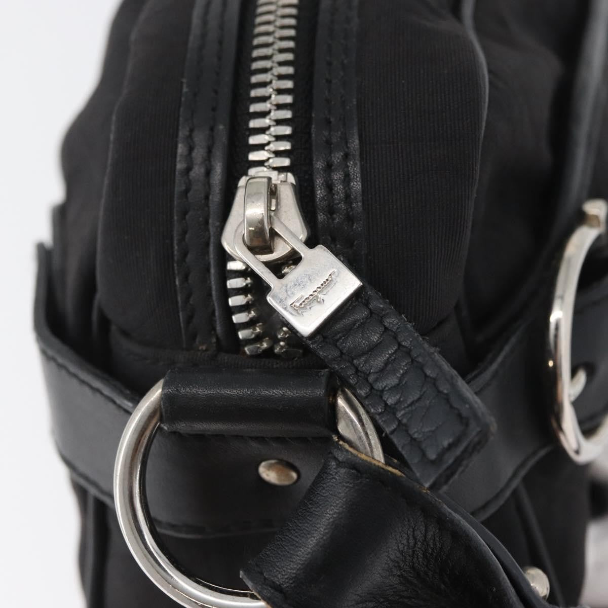 Salvatore Ferragamo Gancini Canvas Black Canvas Shoulder Bag Bag (Pre-Owned)