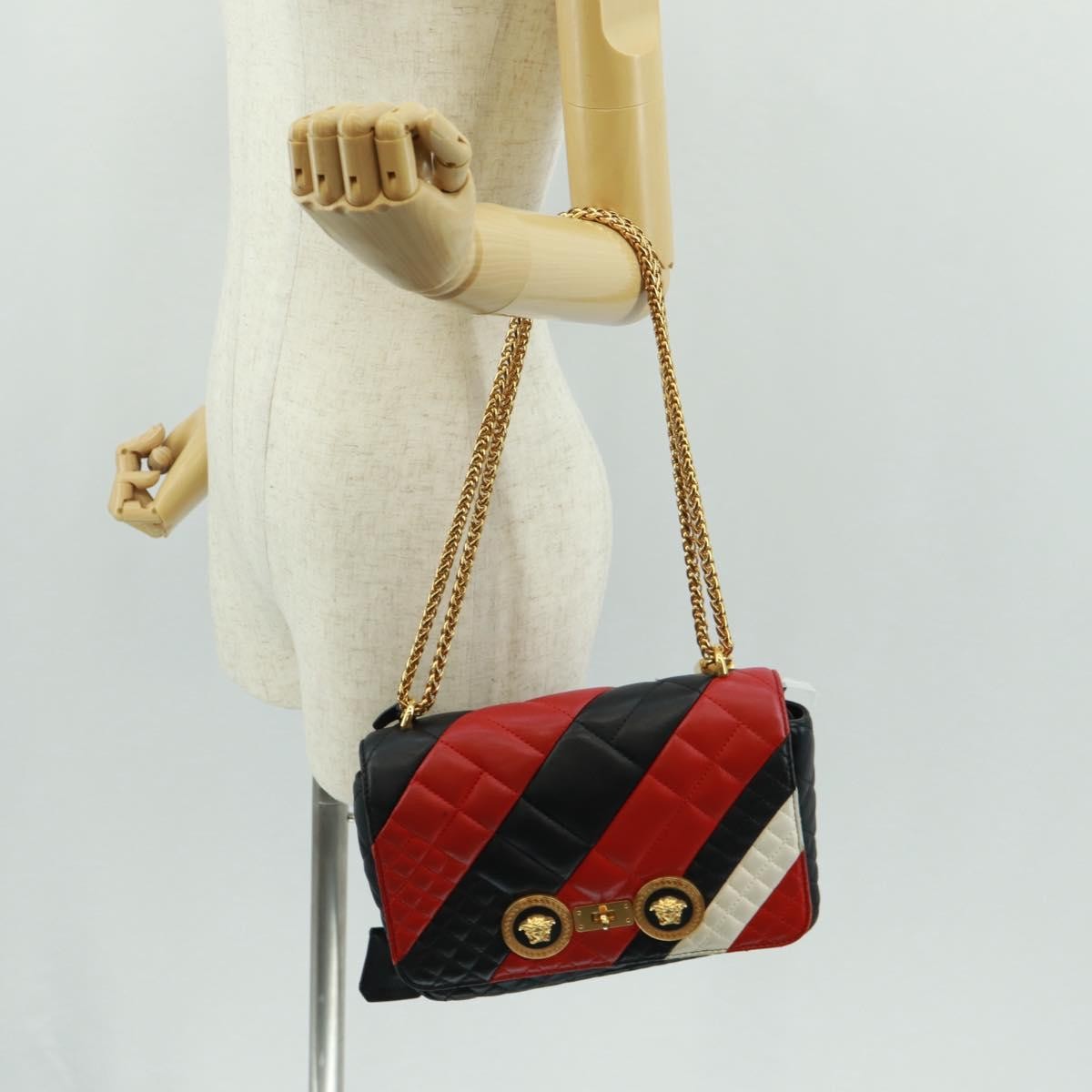 Versace Medusa Padlock Icon Top Handle Quilted Leather Black Leather Shoulder Bag Bag (Pre-Owned)
