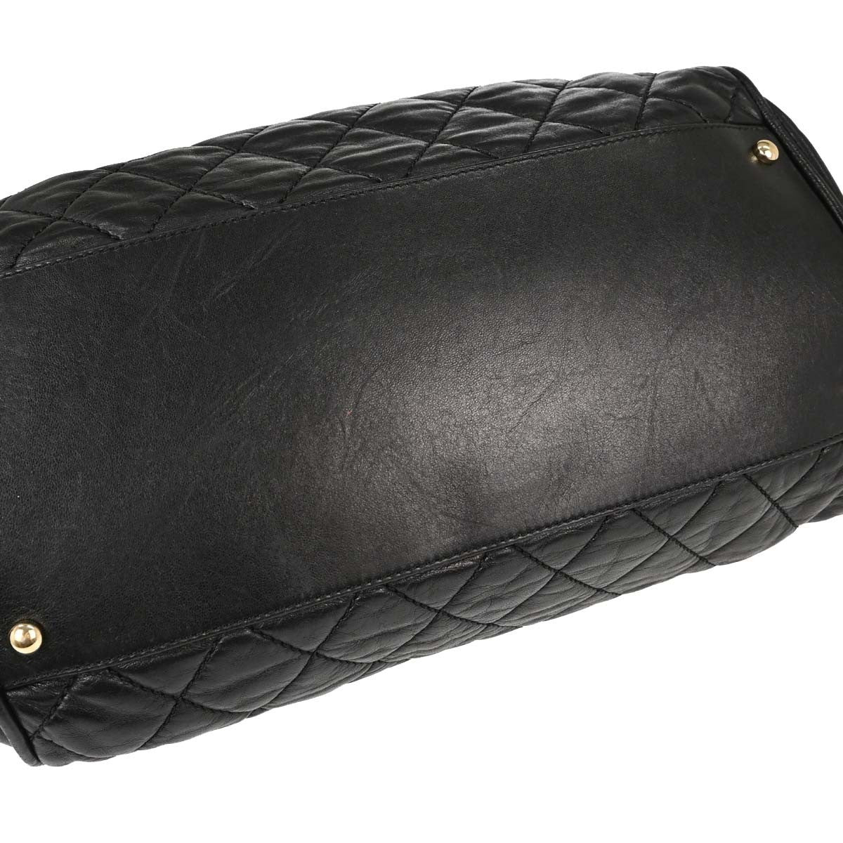 Chanel Lady Braid Bowler Quilted Distressed Calfskin Black Leather Handbag (Pre-Owned)