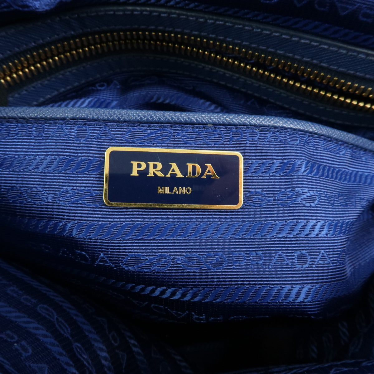 Prada Convertible Dome Satchel Tessuto With Saffiano Leather Blue Nylon Handbag (Pre-Owned)