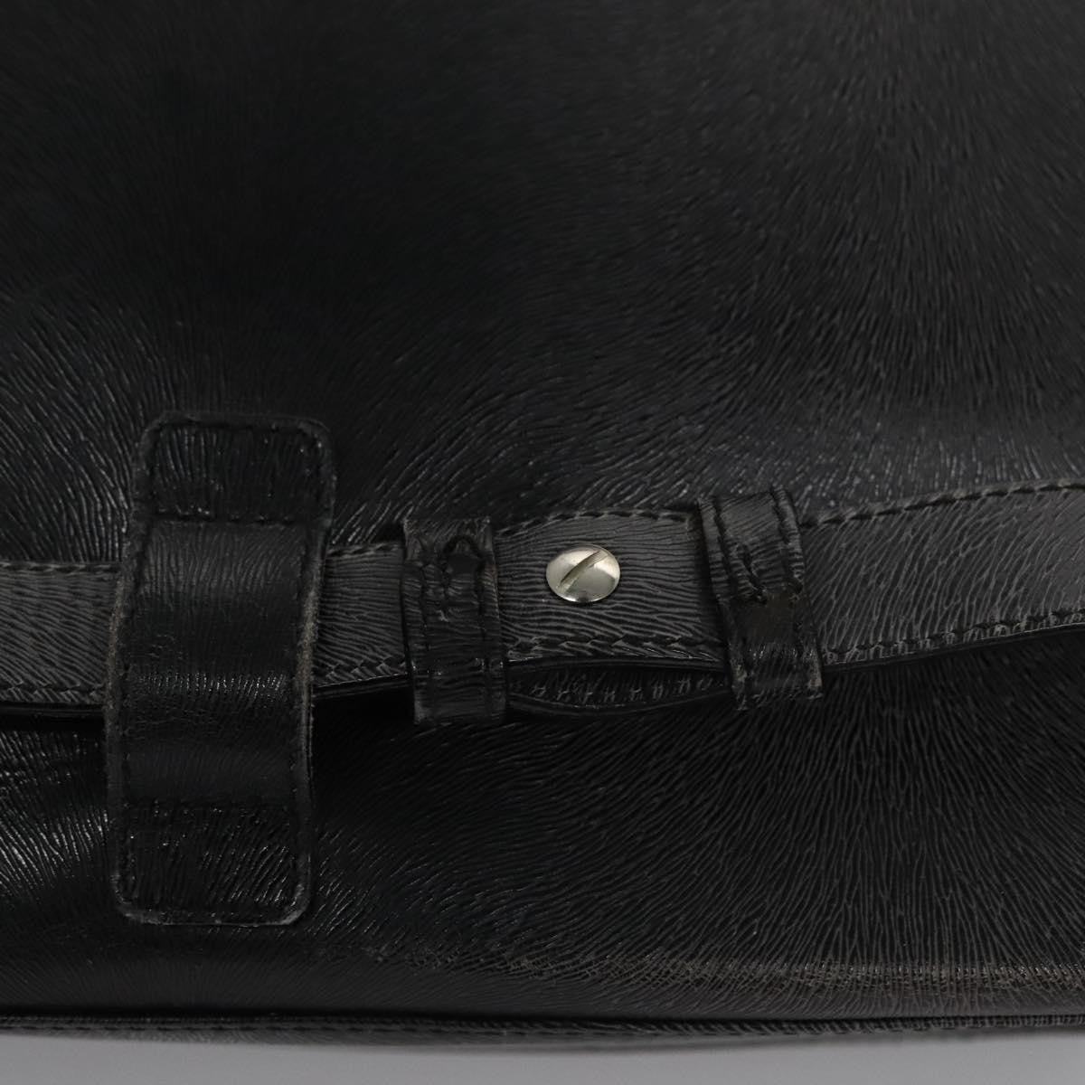 Salvatore Ferragamo Gancini Leather Black Leather Handbag (Pre-Owned)