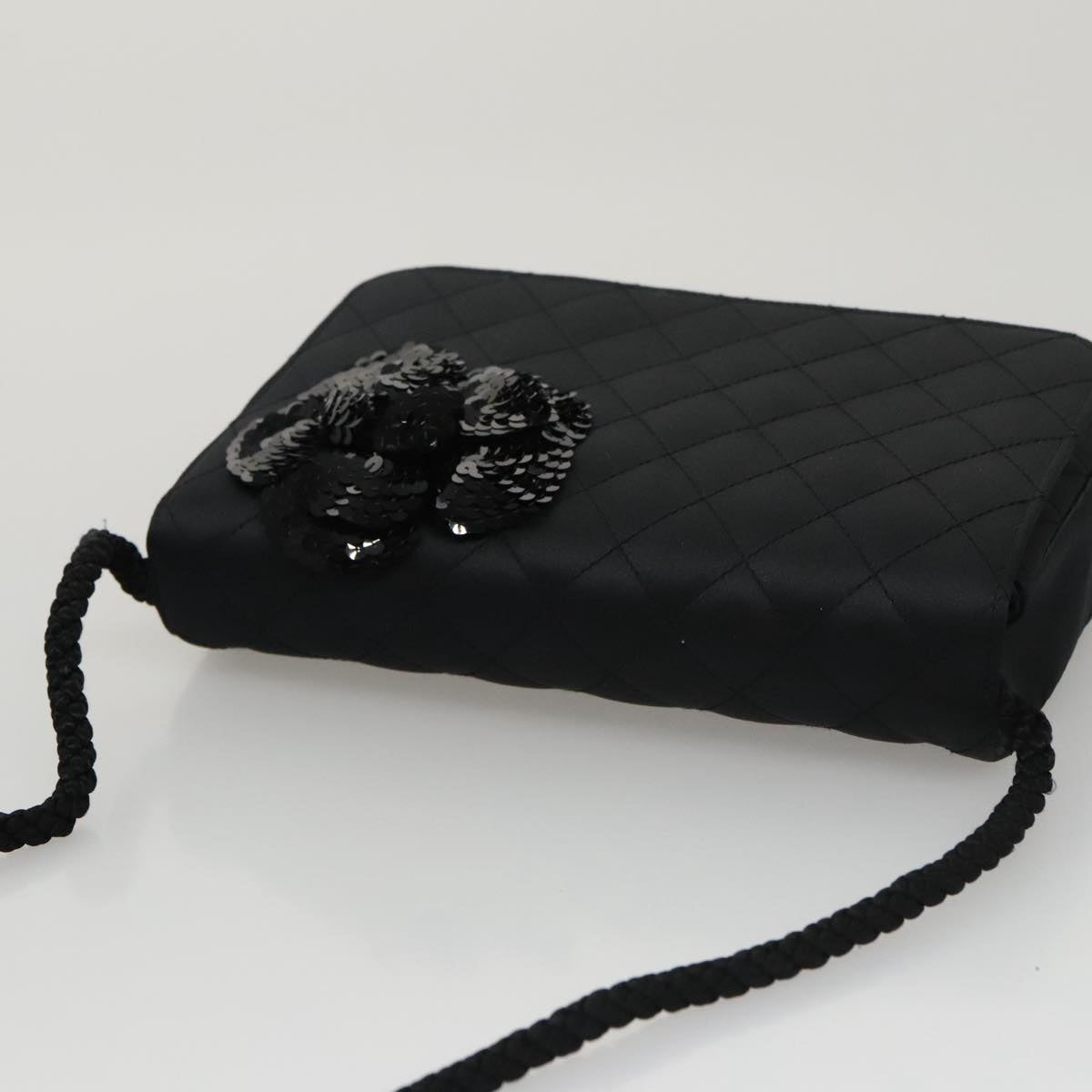 Chanel Camellia Black Silk Shoulder Bag (Pre-Owned)
