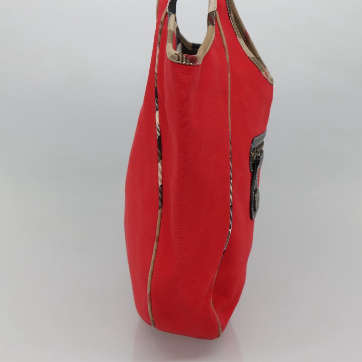 Burberry Nova Check Red Canvas Tote Bag (Pre-Owned)