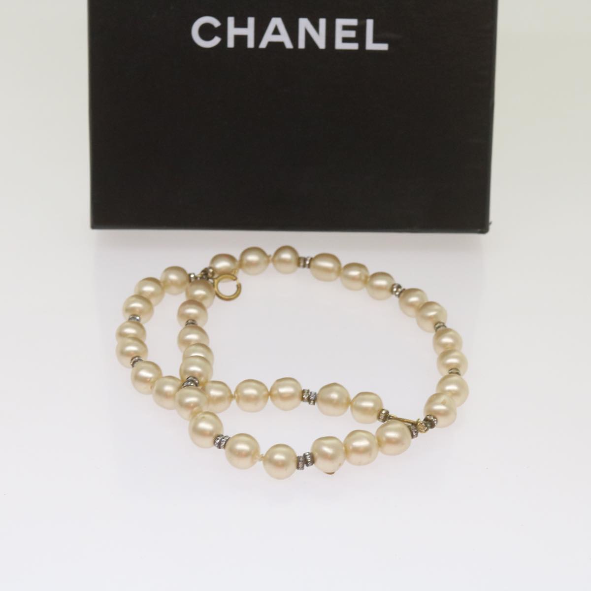 Chanel Coco Mark White Metal Bracelet Jewelry (Pre-Owned)
