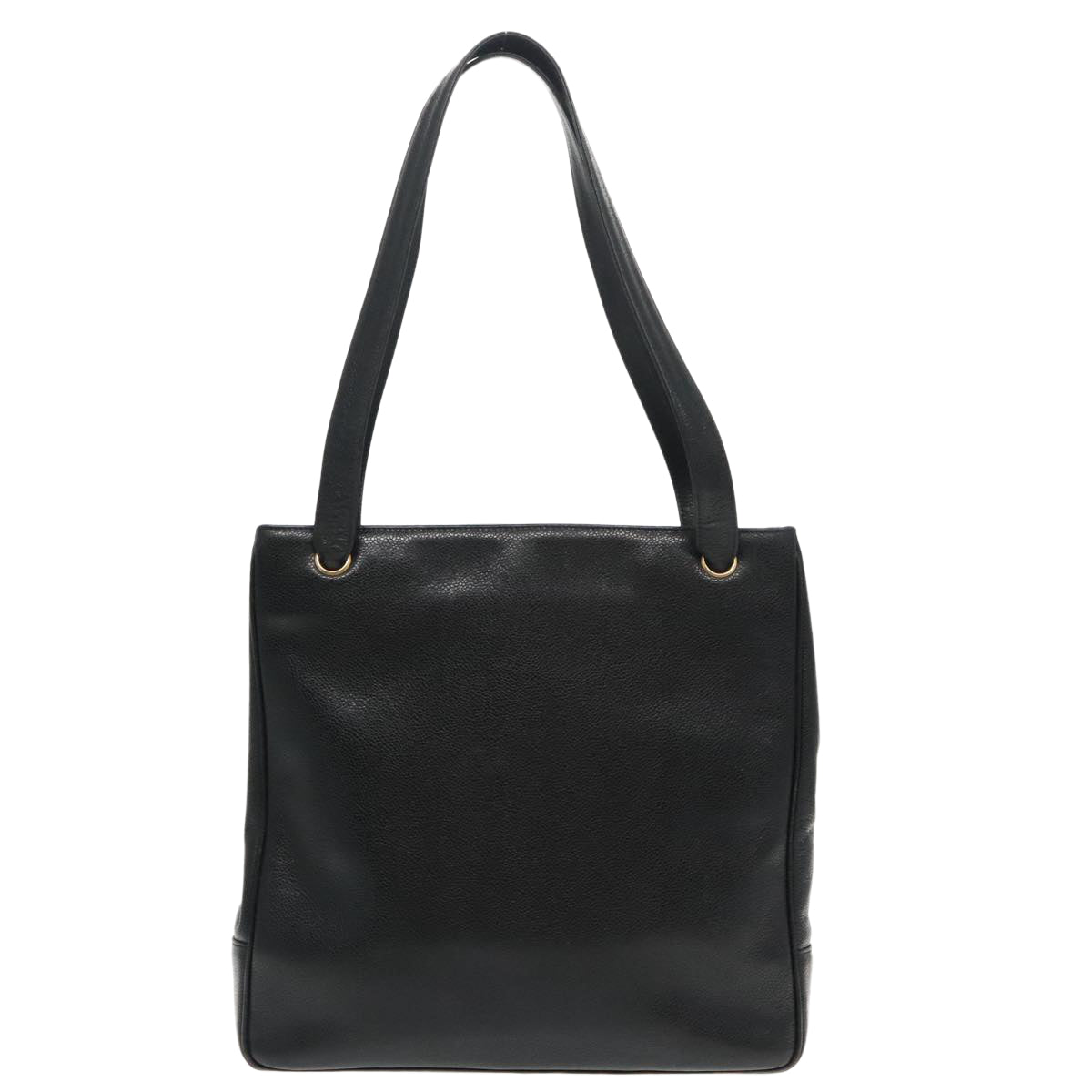 Chanel Logo Cc Black Leather Tote Bag (Pre-Owned)