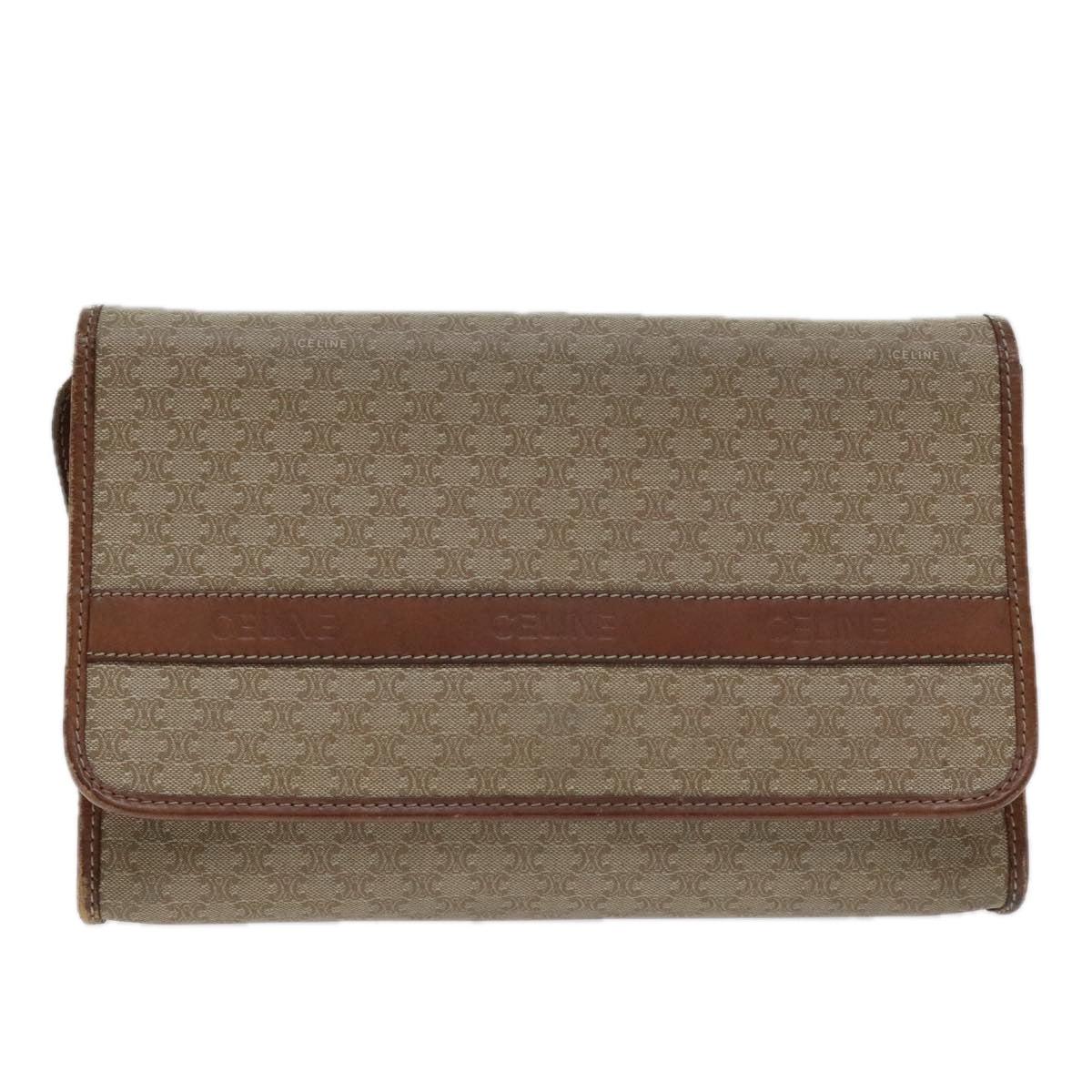 Céline Triomphe Beige Canvas Shoulder Bag (Pre-Owned)