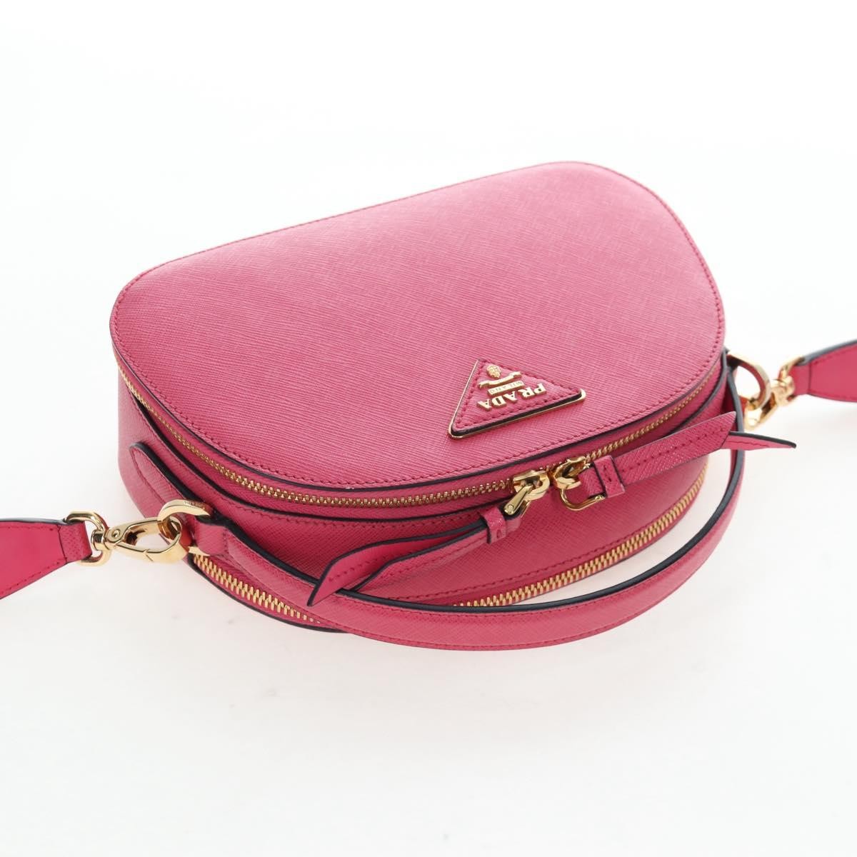 Prada Odette Top Handle Saffiano Leather Pink Leather Handbag (Pre-Owned)
