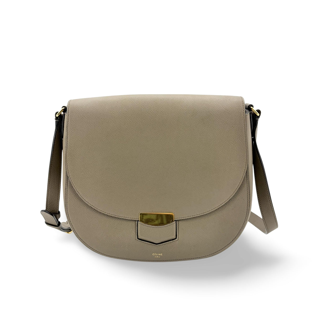 Celine Trotteur Grainy Leather Beige Calfskin Crossbody Bag Bag (Pre-Owned)