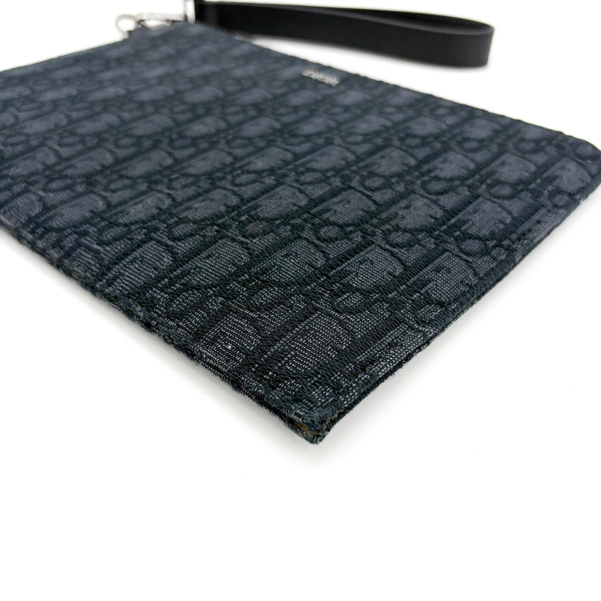 Christian Dior A5 Pouch Printed Oblique Denim Black Other Clutche & Pouche Bag (Pre-Owned)