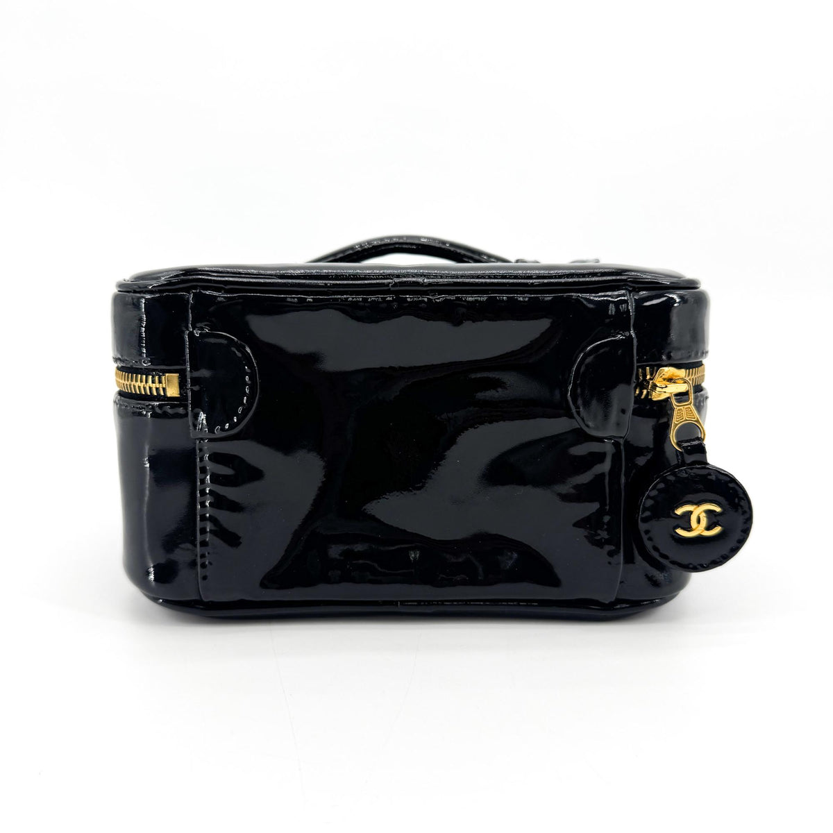 Chanel Vintage Timeless Cosmetic Case Patent Black Patent_Leather Clutche & Pouche Bag (Pre-Owned)