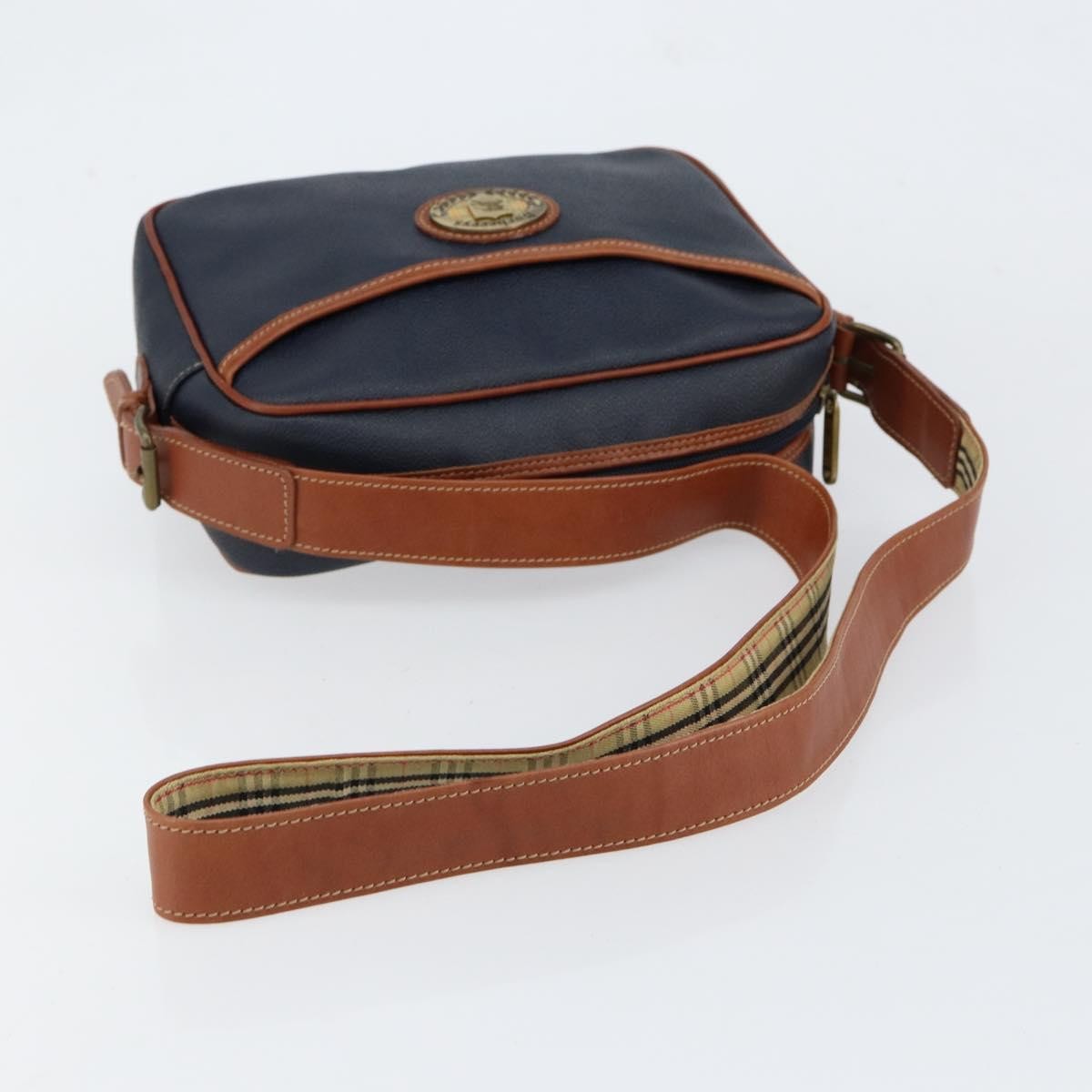 Burberry Vintage Leather Navy Leather Shoulder Bag Bag (Pre-Owned)
