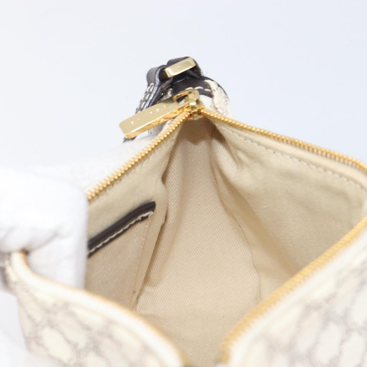 Celine Triomphe Macadam Zip Shoulder Bag Canvas White Pvc Clutche & Pouche Bag (Pre-Owned)