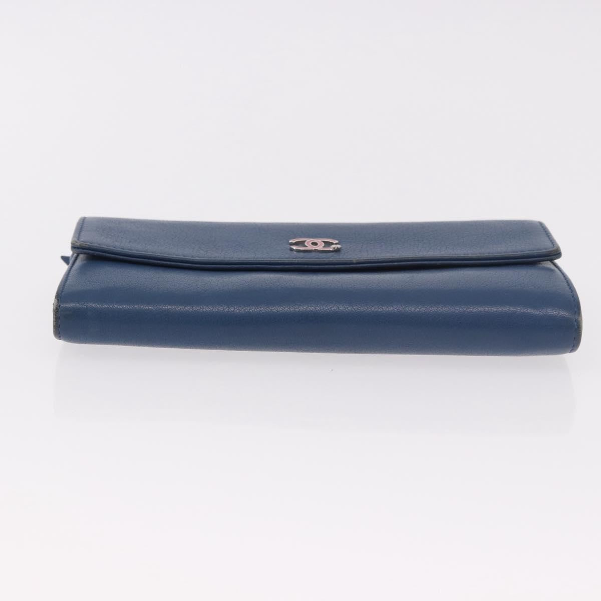 Chanel Lucky Clover Long Flap Wallet Leather Blue Leather Wallets Accessory (Pre-Owned)