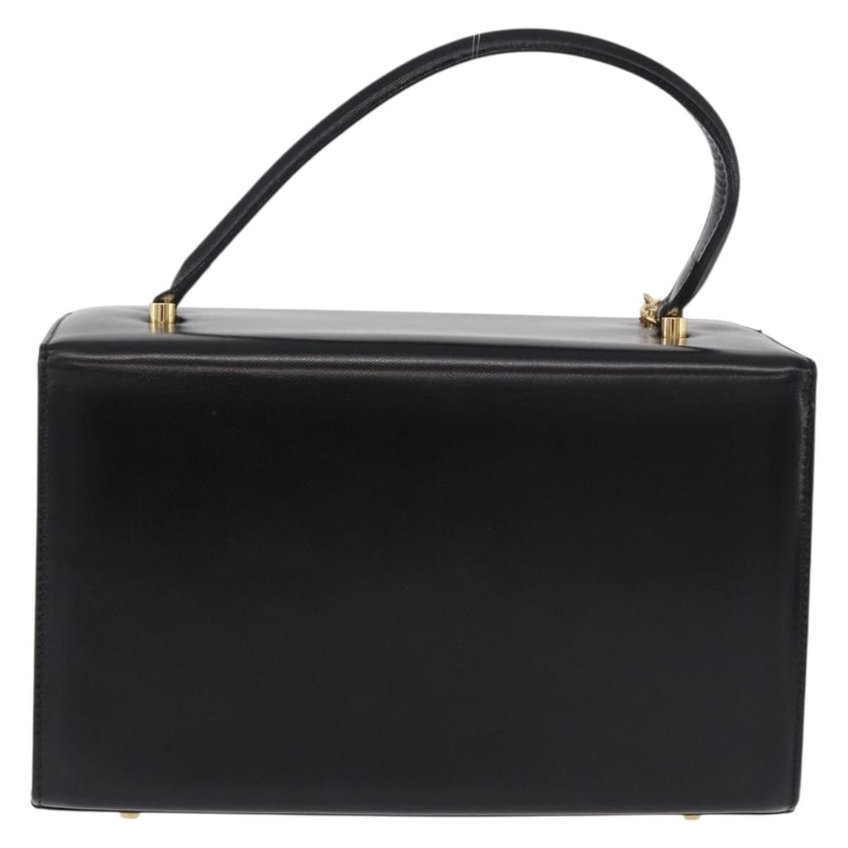 Versace Vintage Leather Black Leather Handbag (Pre-Owned)