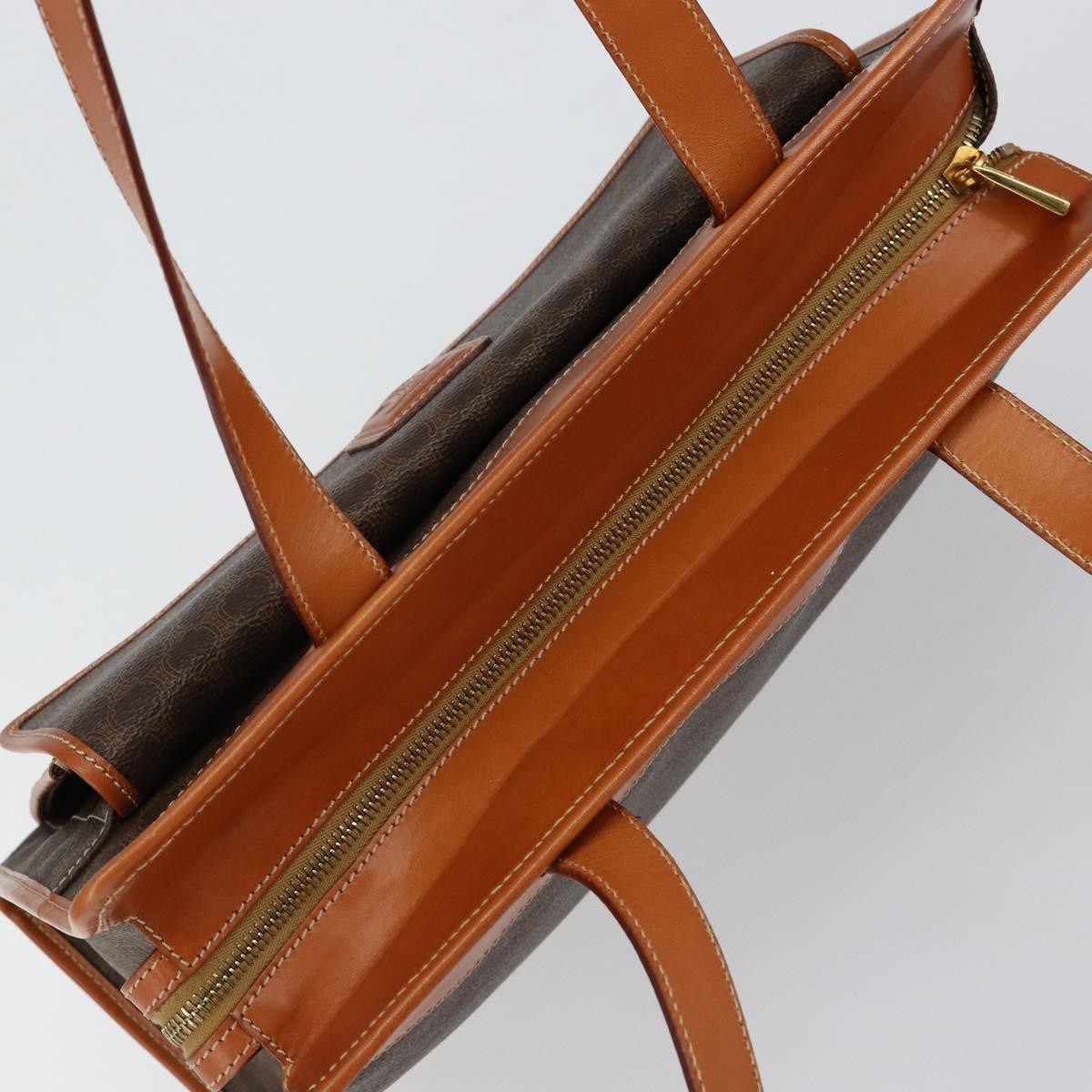 Celine Vintage Macadam Canvas And Leather Brown Canvas Tote Bag Bag (Pre-Owned)