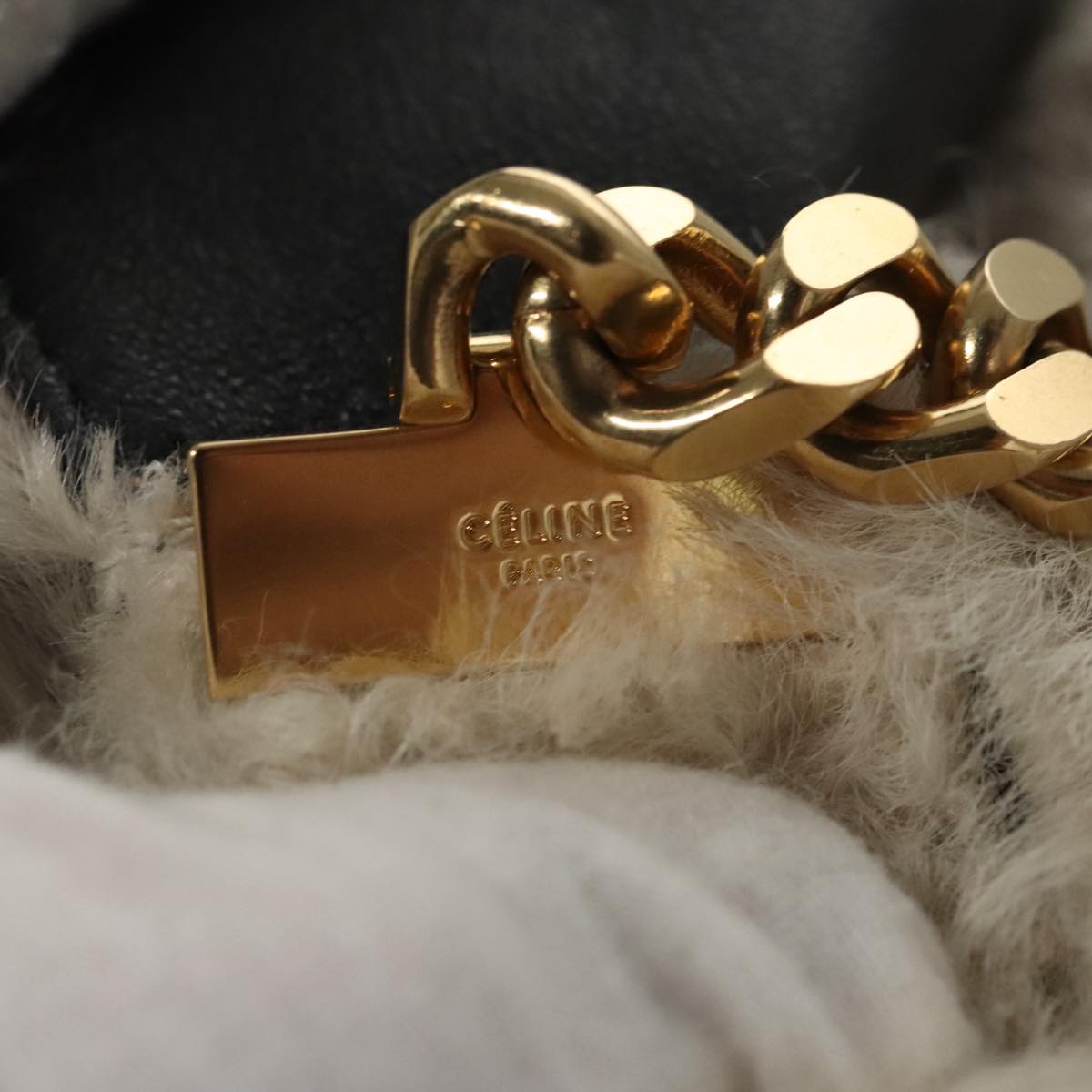 Céline Beige Faux Fur Shoulder Bag (Pre-Owned)