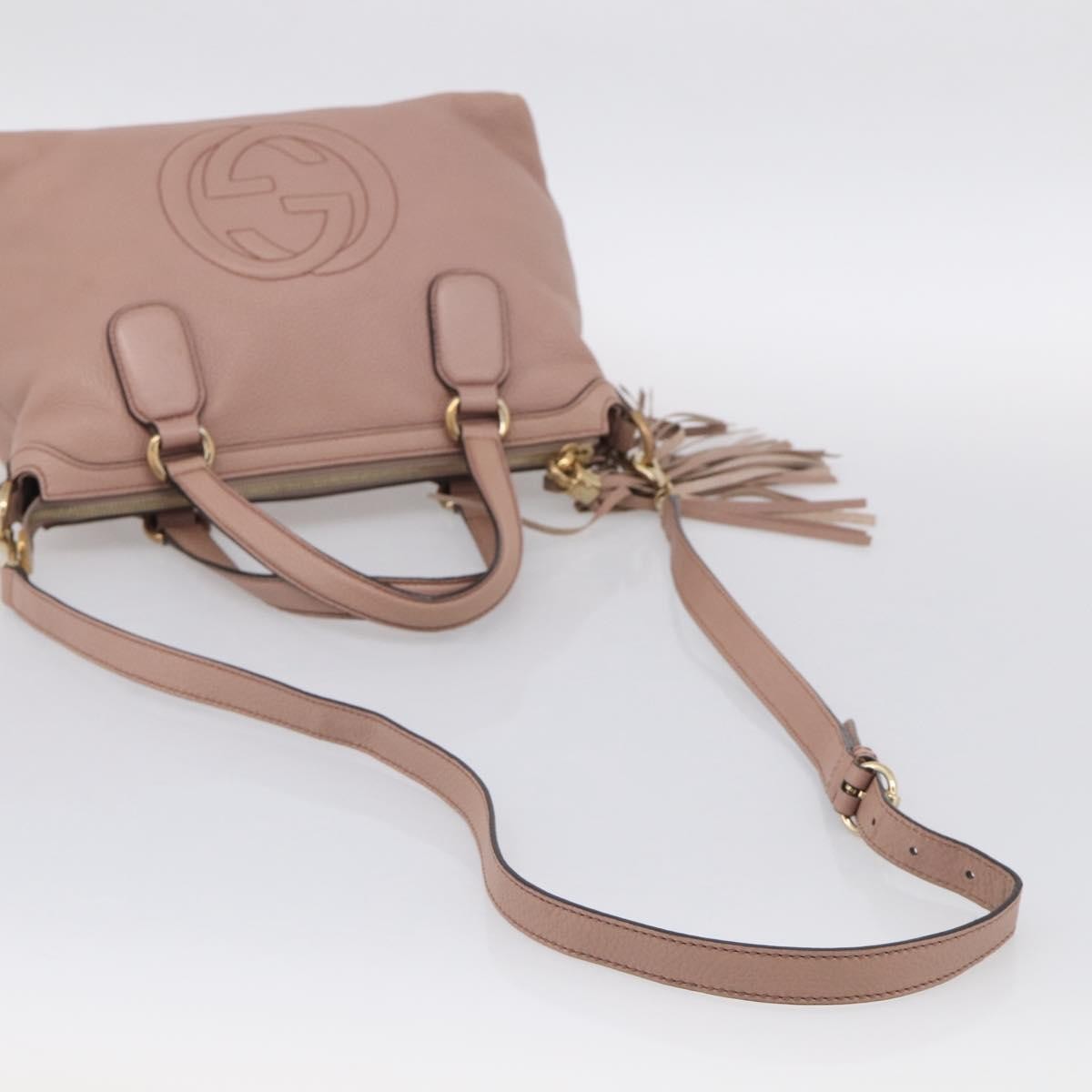 Gucci Soho Convertible Soft Top Handle Leather Pink Leather Handbag (Pre-Owned)