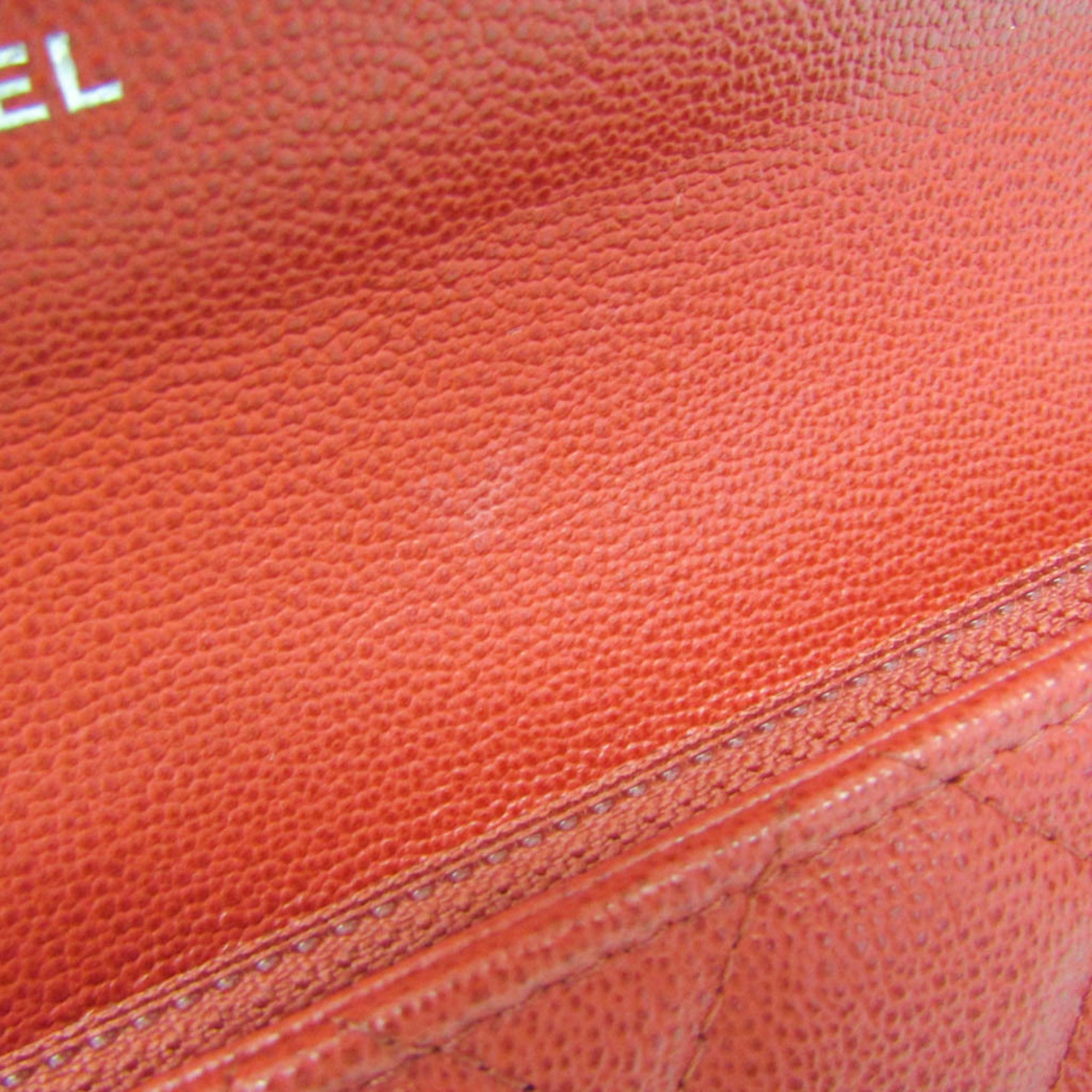 Chanel Cc Box Gusset Flap Quilted Calfskin Red Leather Wallets Accessory (Pre-Owned)