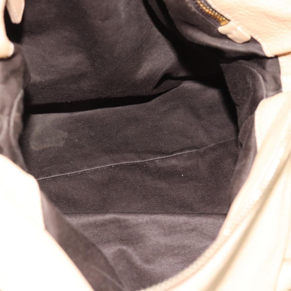 Miu Miu Convertible Satchel Leather Beige Leather Handbag (Pre-Owned)