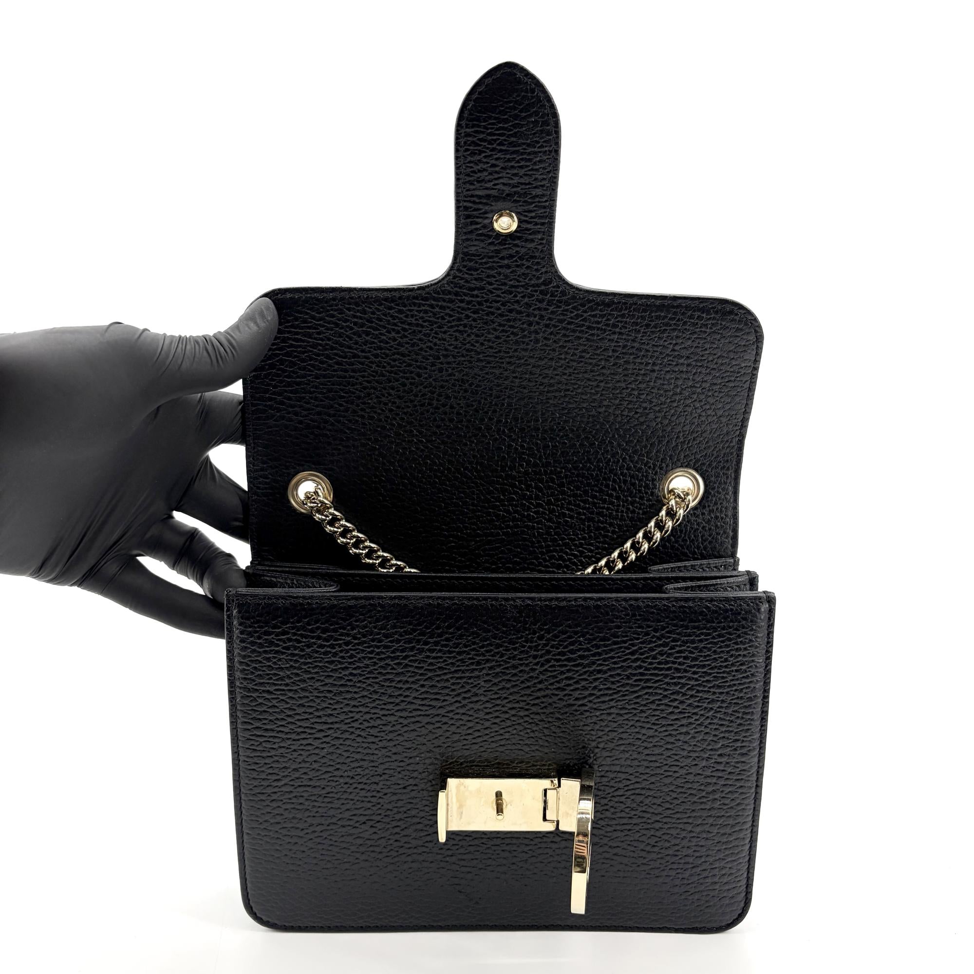 Gucci Interlocking Leather Black Leather Shoulder Bag Bag (Pre-Owned)
