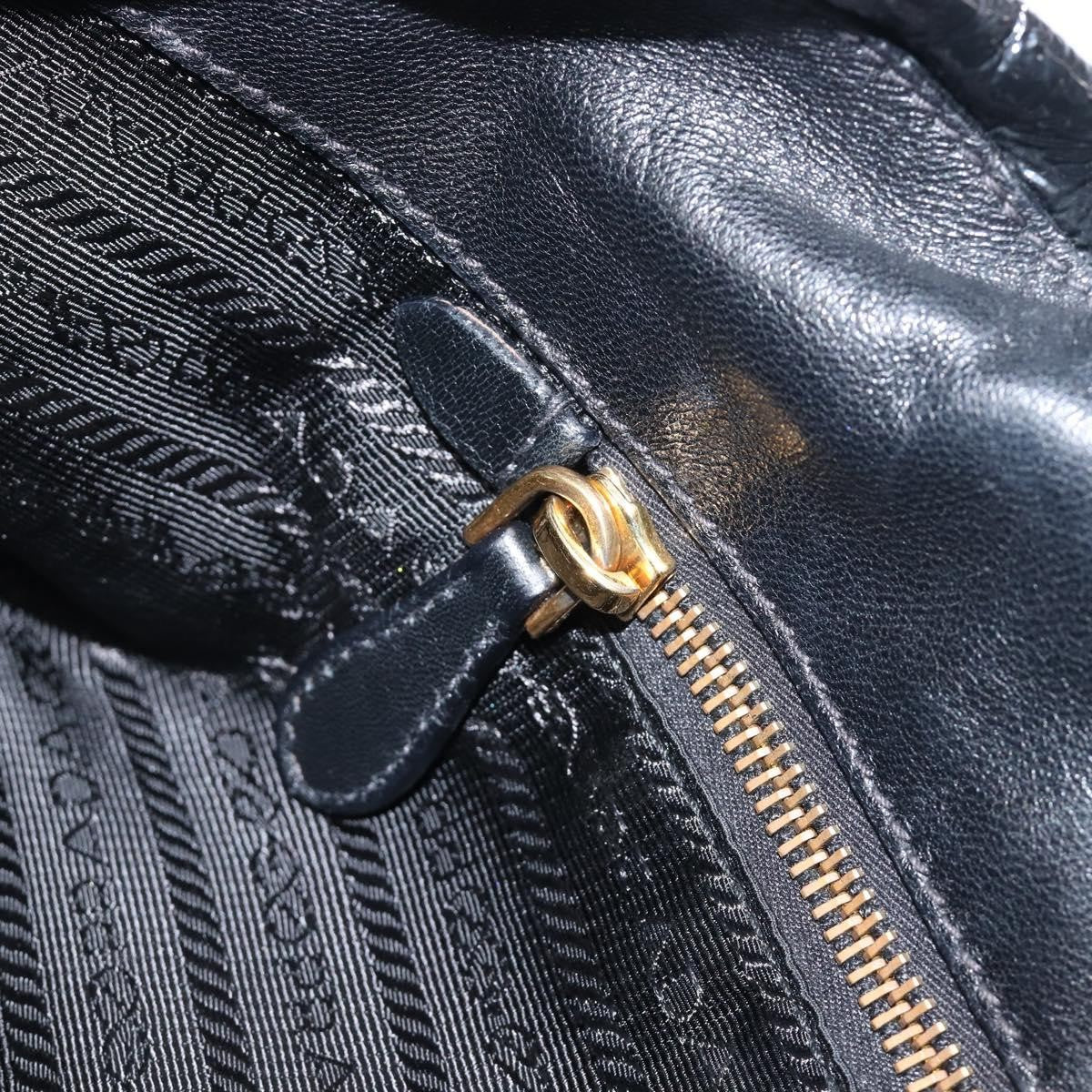 Prada Bow Top Handle Patent Leather Black Patent_Leather Handbag (Pre-Owned)