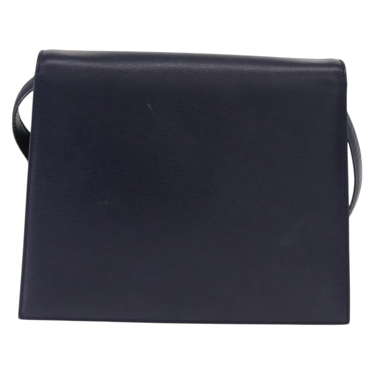 Christian Dior Vintage Cd Flap Leather Navy Leather Shoulder Bag Bag (Pre-Owned)
