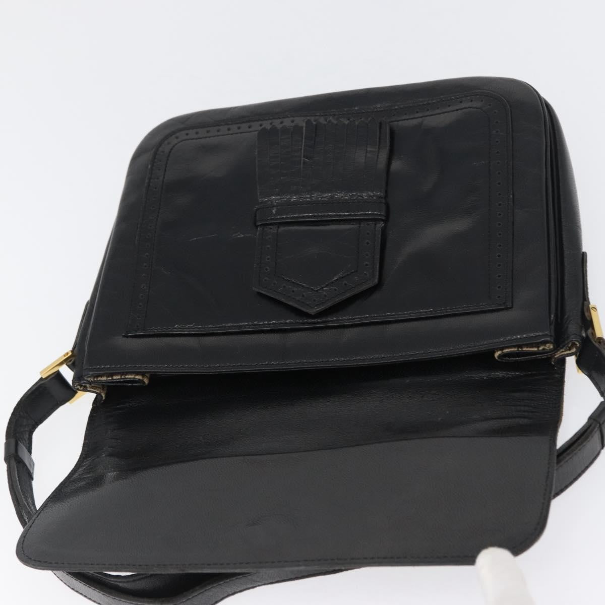 Saint Laurent Vintage Leather Black Leather Shoulder Bag Bag (Pre-Owned)