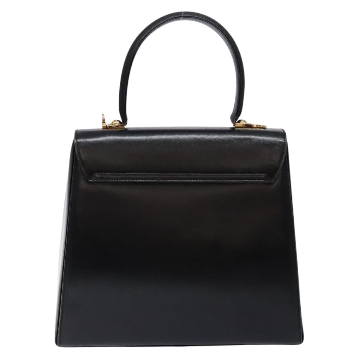 Salvatore Ferragamo Gancini Convertible Top Handle Leather Black Leather Handbag (Pre-Owned)