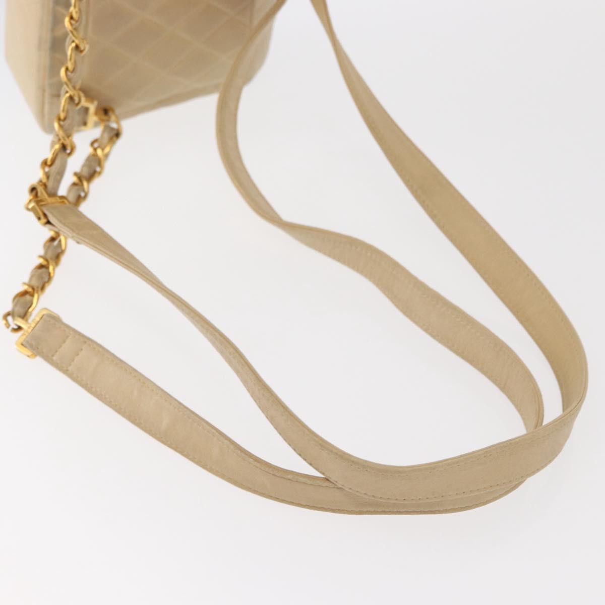 Chanel Vintage Classic Flap Quilted Lambskin Beige Leather Backpack Bag (Pre-Owned)