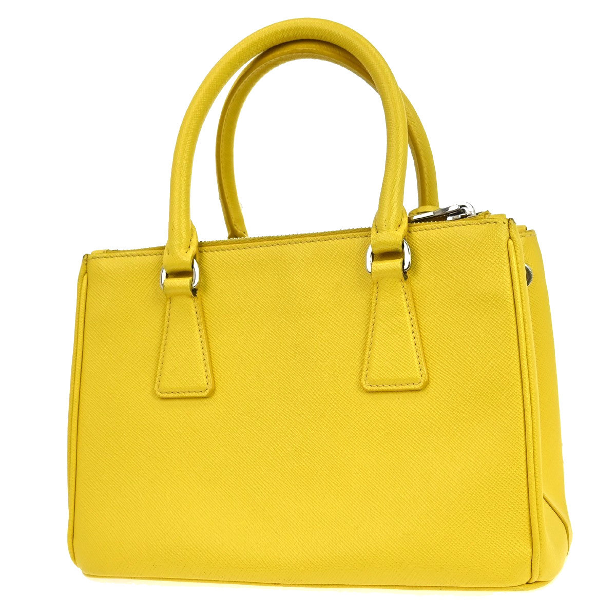 Prada Galleria Double Zip Saffiano Leather Yellow Leather Tote Bag Bag (Pre-Owned)
