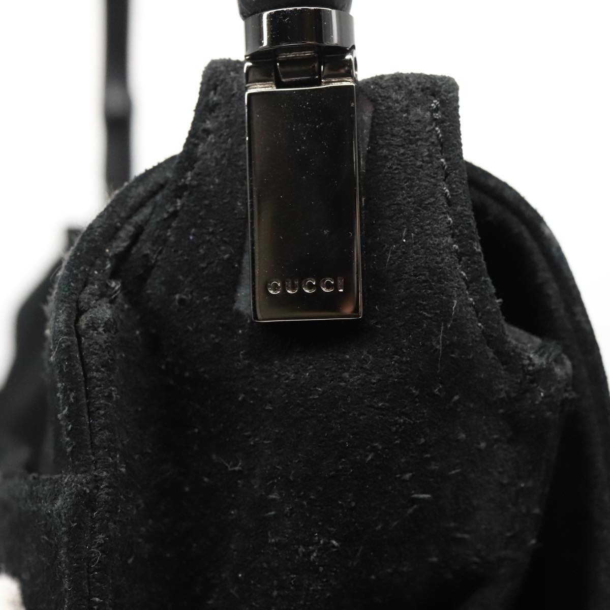 Gucci Bamboo Black Suede Shoulder Bag (Pre-Owned)